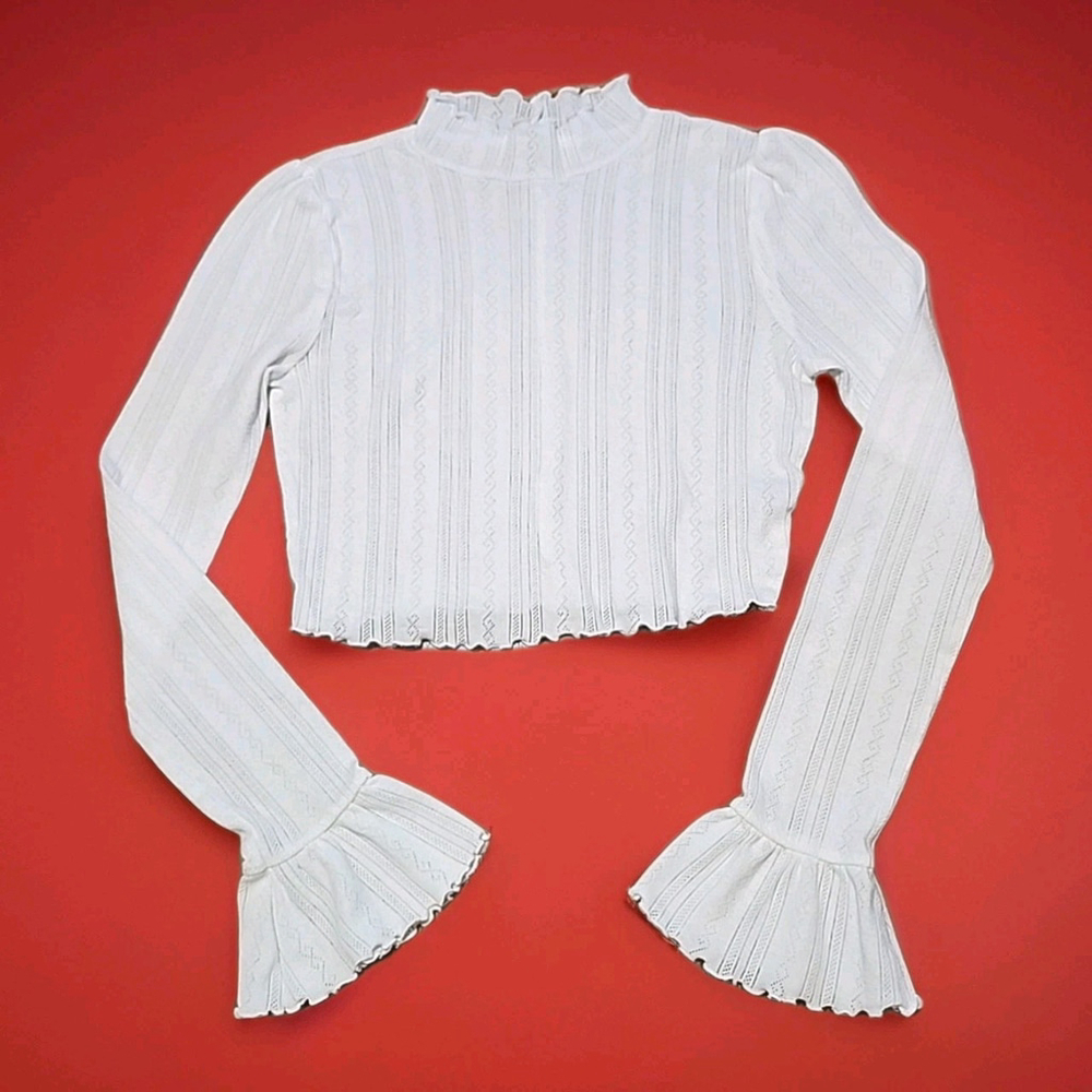 Intimately Free People White Cropped Long Sleeve Top Size SP